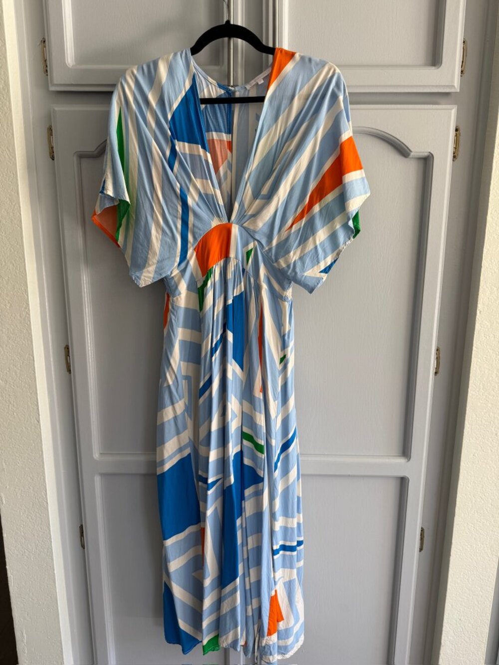 Olivaceous Colorful Maxi Dress Deep V M